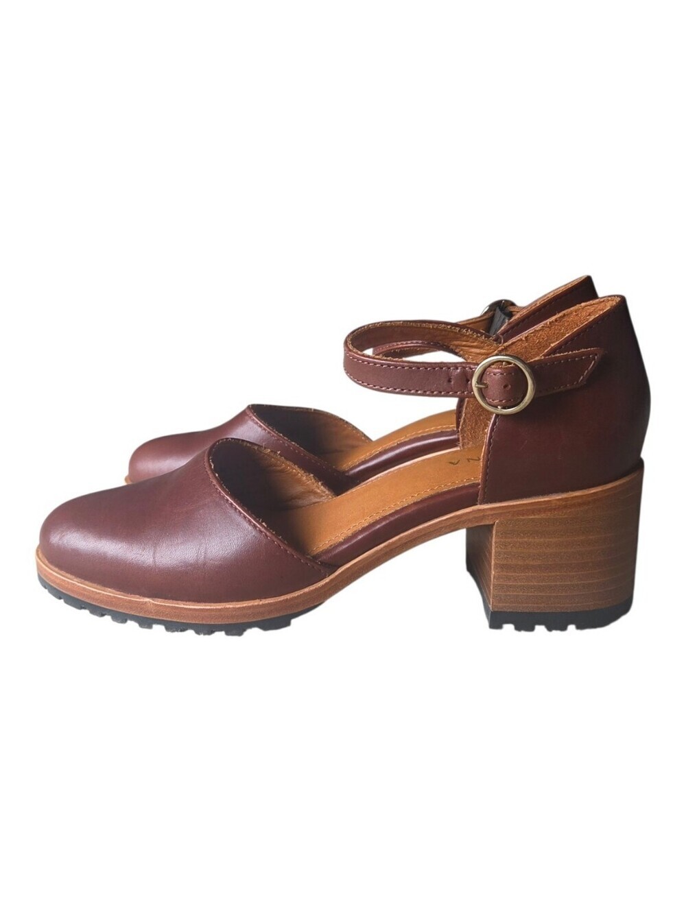 Portland Leather Goods Patina Mary Jane Block Heel Sandals Brown Size 9.5